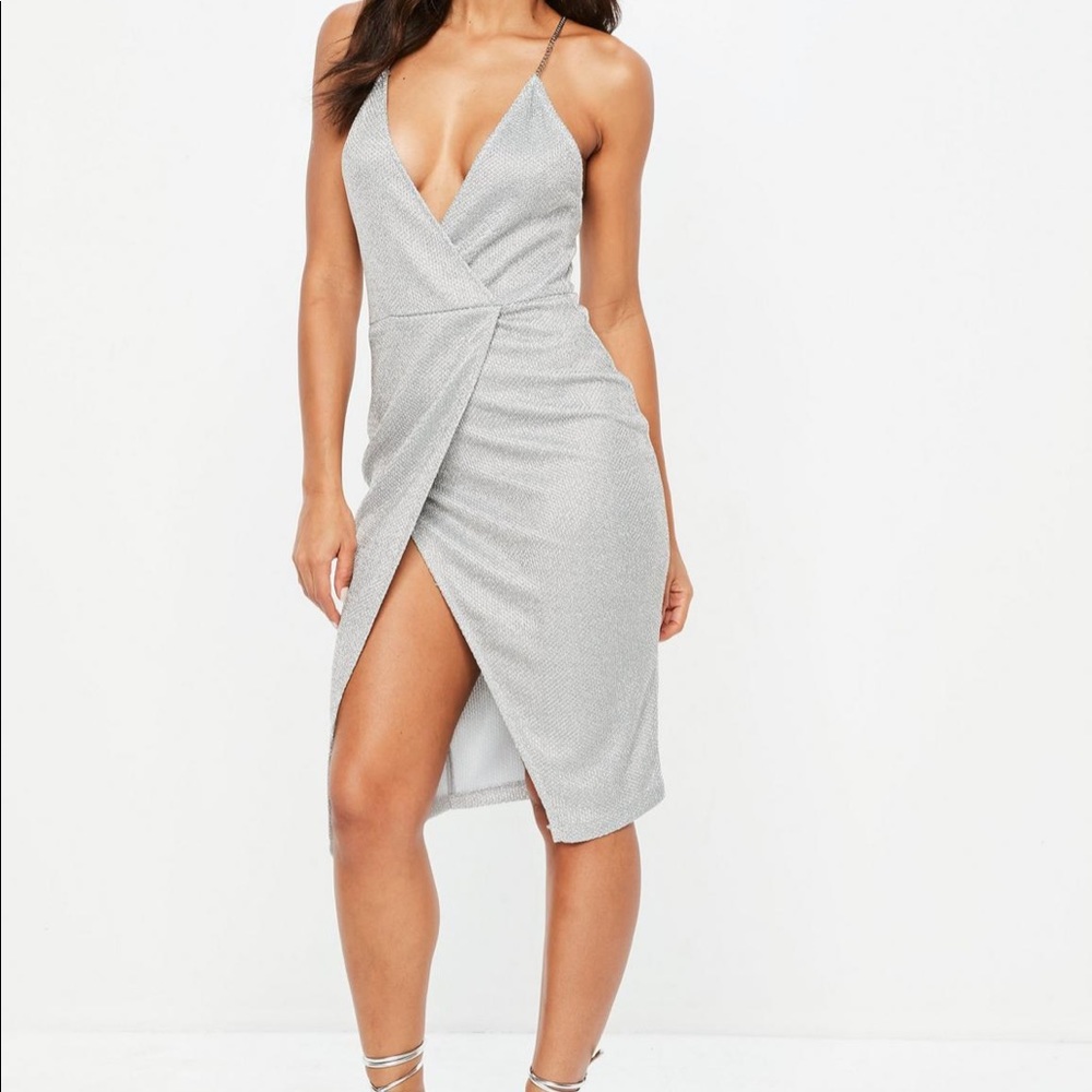 Missguided Metallic midi dress